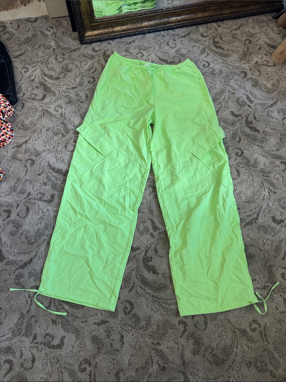 Neon Green  Cargo Pants - Lightweight Utility Bottoms